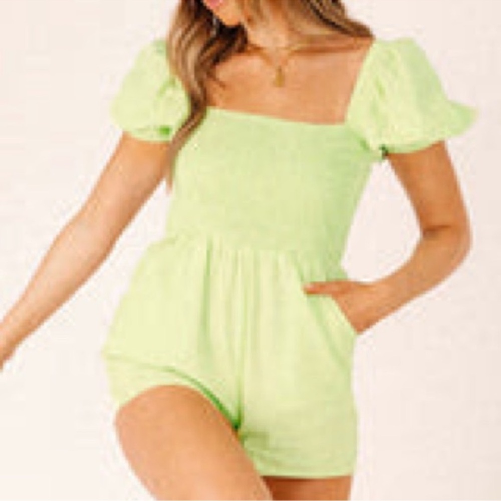 Kittenish Lime Green Romper